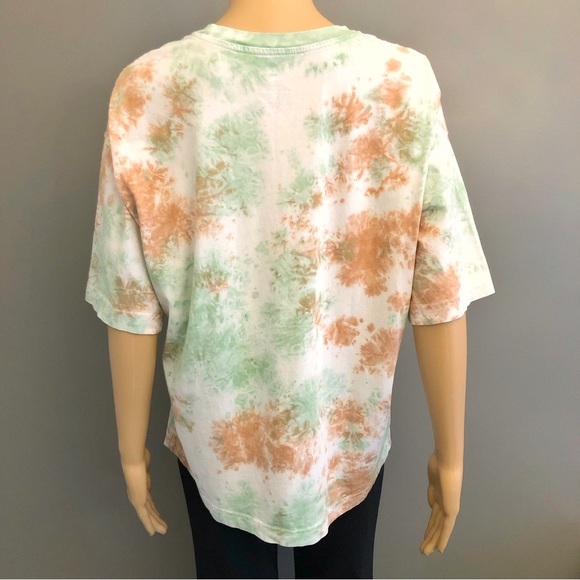 NOBO Artsy Oversized Pastel Green & Brown Tie Dye Effect Relaxed Fit T- Shirt. - Picture 2 of 12